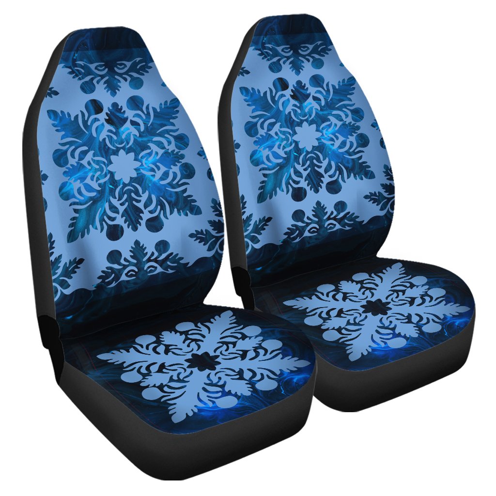 Hawaiian Quilt Double Breadfruit Car Seat Covers - AH Universal Fit Blue - Polynesian Pride