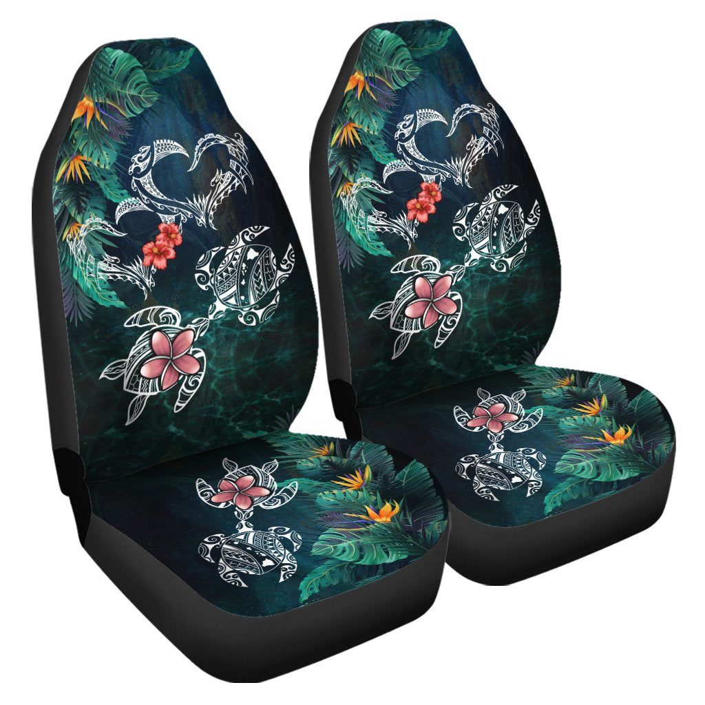 Hawaii Turtle Tropical Car Seat Covers - Heart Polynesian - AH Universal Fit Blue - Polynesian Pride