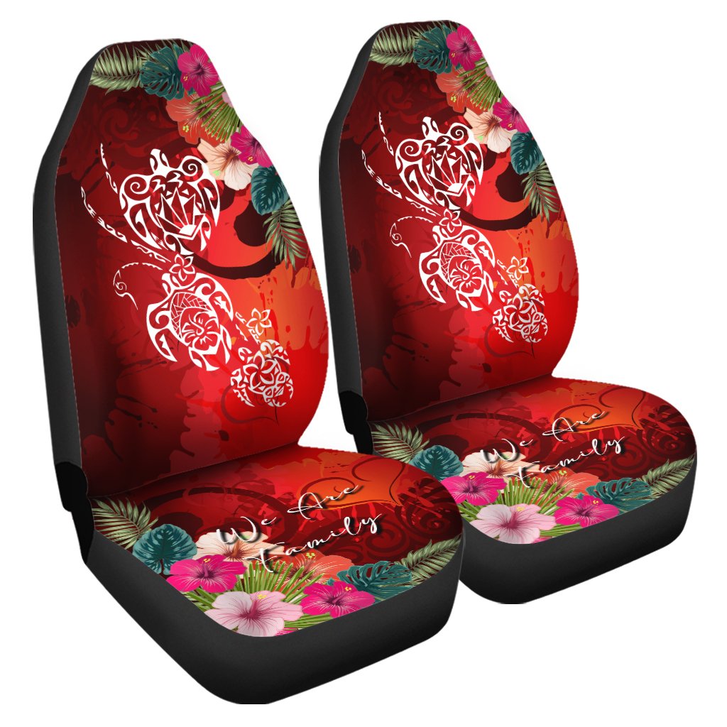 Hawaii Turtle Family Car Seat Covers - We Are Family - AH Universal Fit Red - Polynesian Pride