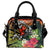 Hawaii Dophin Couple Love Polynesian Flower Shoulder Handbag - AH One Size Black - Polynesian Pride