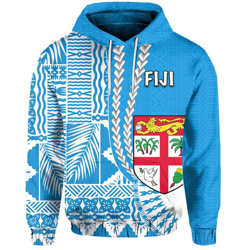 Custom Fiji Hoodie Masi Tapa Patterns Blue Style LT6 Blue - Polynesian Pride