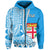 Custom Fiji Hoodie Masi Tapa Patterns Blue Style LT6 - Polynesian Pride