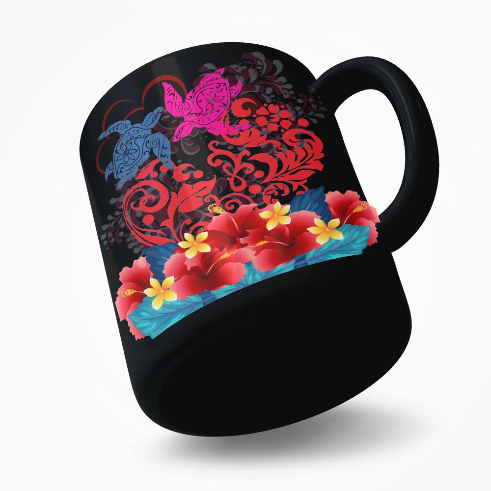 Hawaii Turtle Couple Hibiscus Valentine Pattern Mug - Romance Style - AH - Polynesian Pride