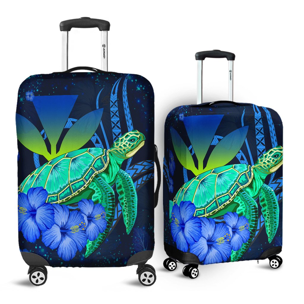 Hawaii Turtle Hibiscus Polynesian Luggage Covers - Jade Stone - AH Blue - Polynesian Pride