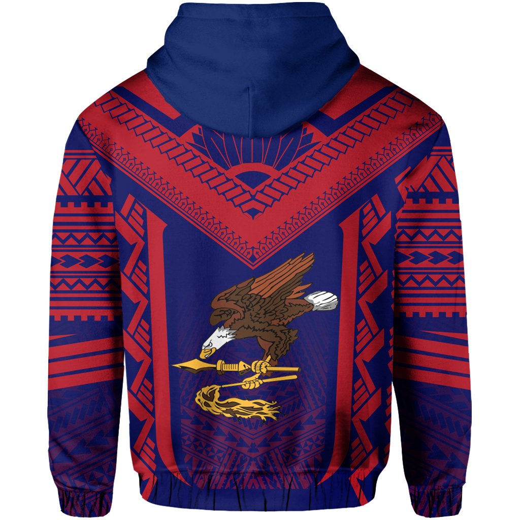 American Samoa Coat of Arms Polynesian Zip Hoodie Active - Polynesian Pride