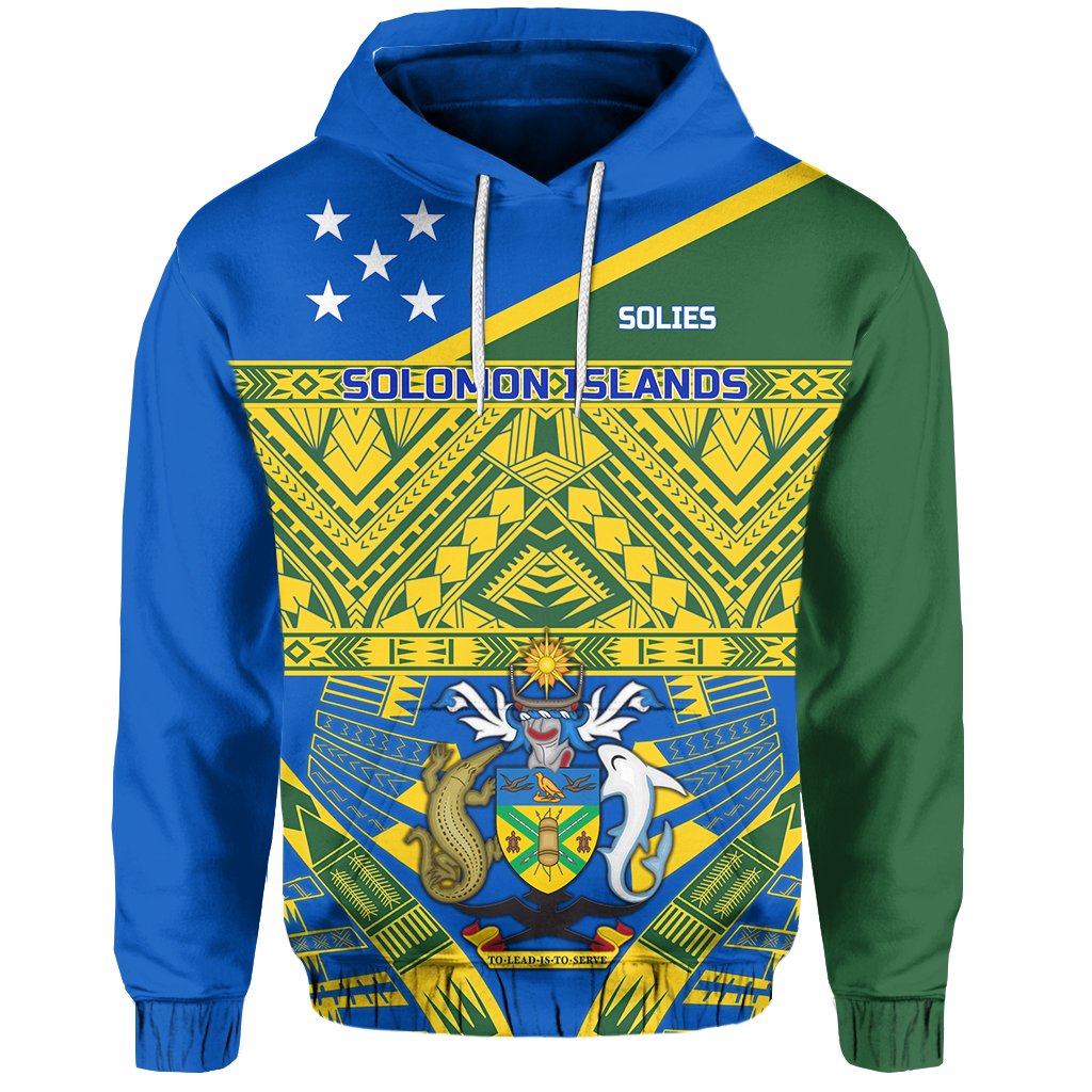 Solomon Islands Solies Hoodie Rugby Style Unisex Blue - Polynesian Pride