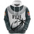 Fiji Zip Hoodie Rugby Unisex White - Polynesian Pride