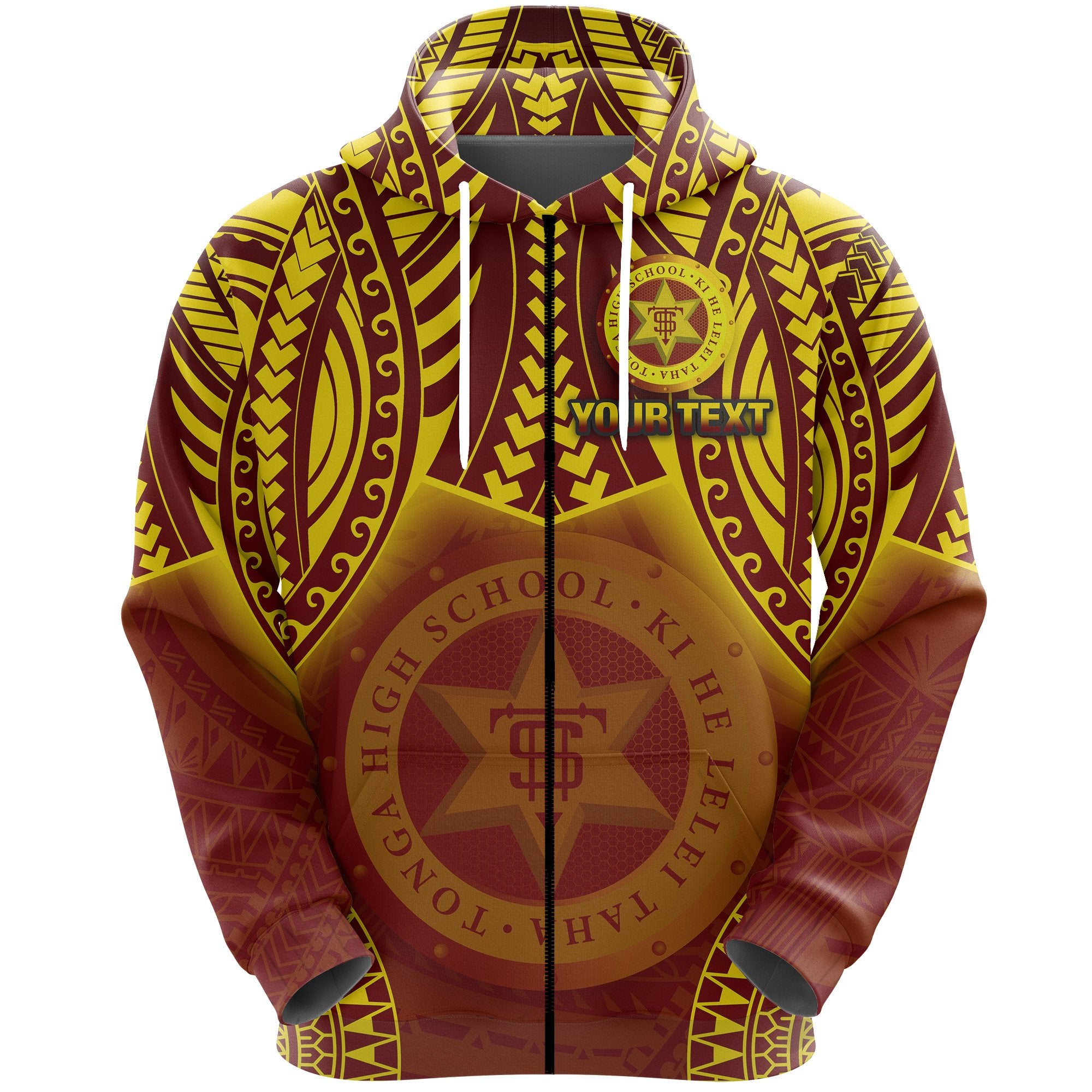 Custom Tonga High School Zip Hoodie Simple Polynesian Unisex Brown - Polynesian Pride