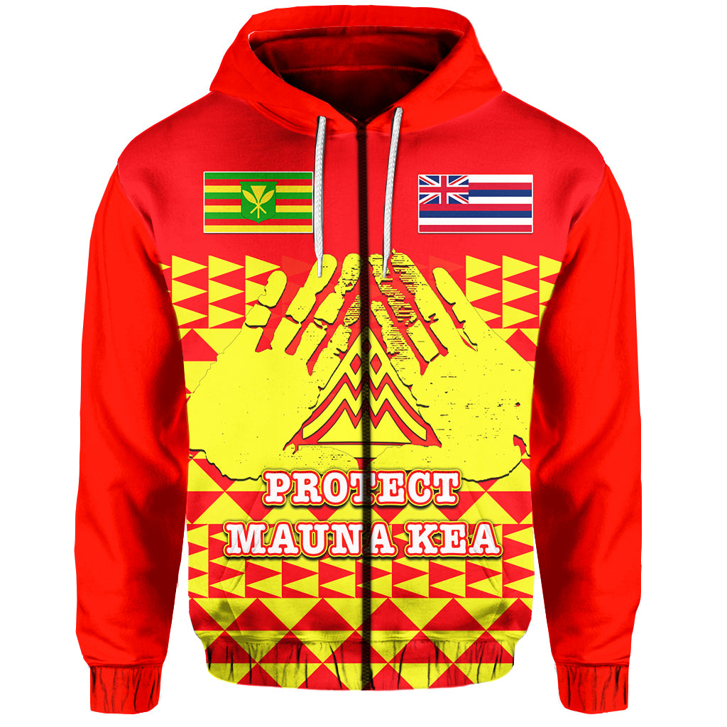 Custom Hawaii Zip Hoodie Protect Mauna Kea LT6 Unisex Red - Polynesian Pride