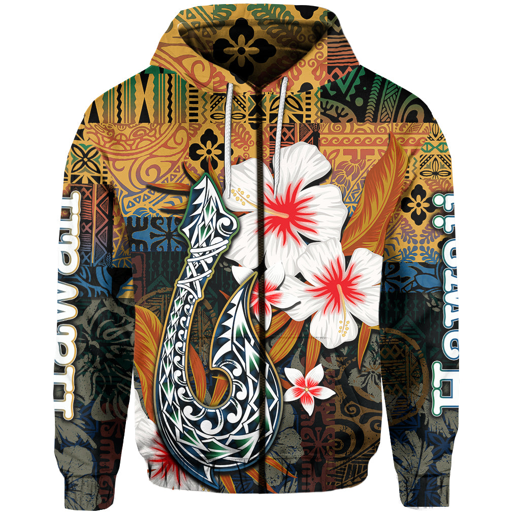 Custom Hawaii Fish Hook Zip Hoodie Style LT6 Unisex Yellow - Polynesian Pride