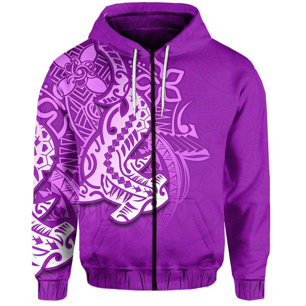 Custom Hammerhead shark Zip Hoodie Polynesian Purple Style LT6 Unisex Purple - Polynesian Pride