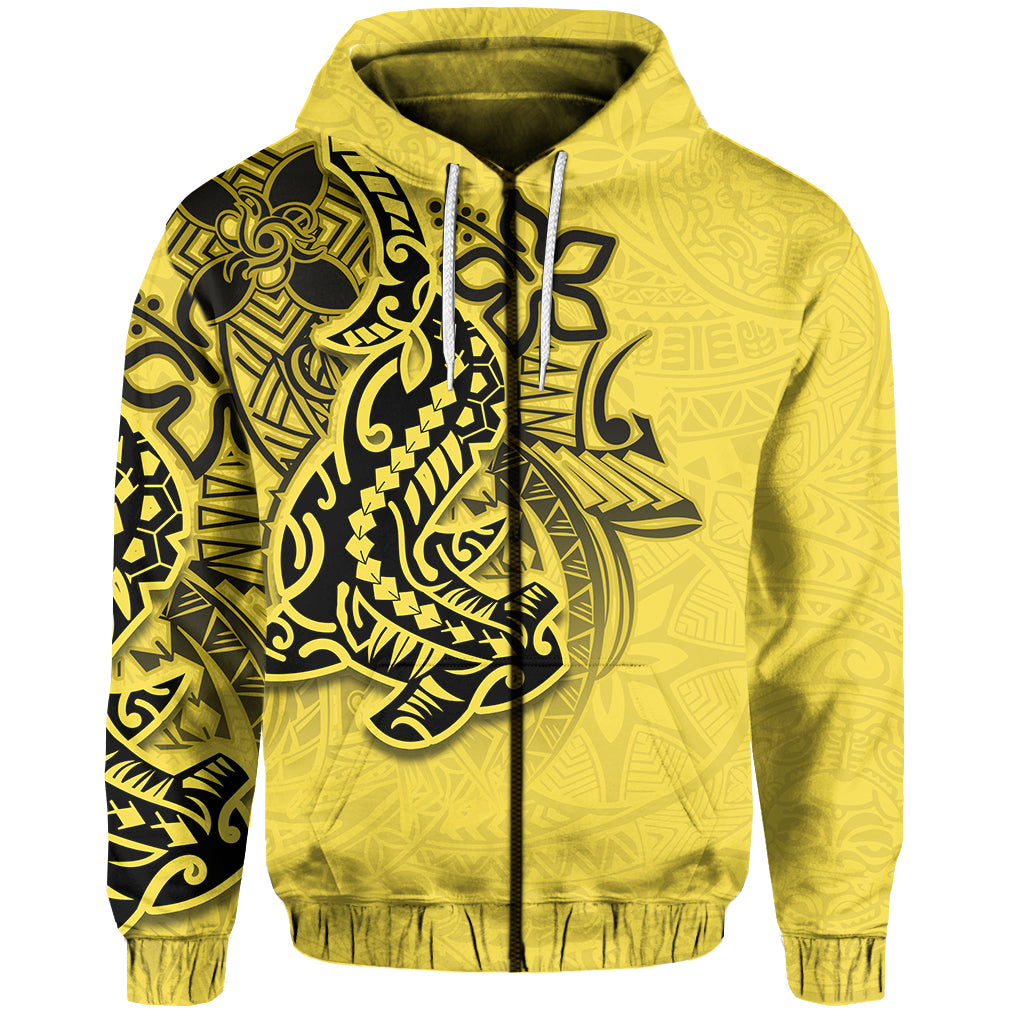 Custom Hammerhead shark Zip Hoodie Polynesian Yellow Style LT6 Unisex Yellow - Polynesian Pride