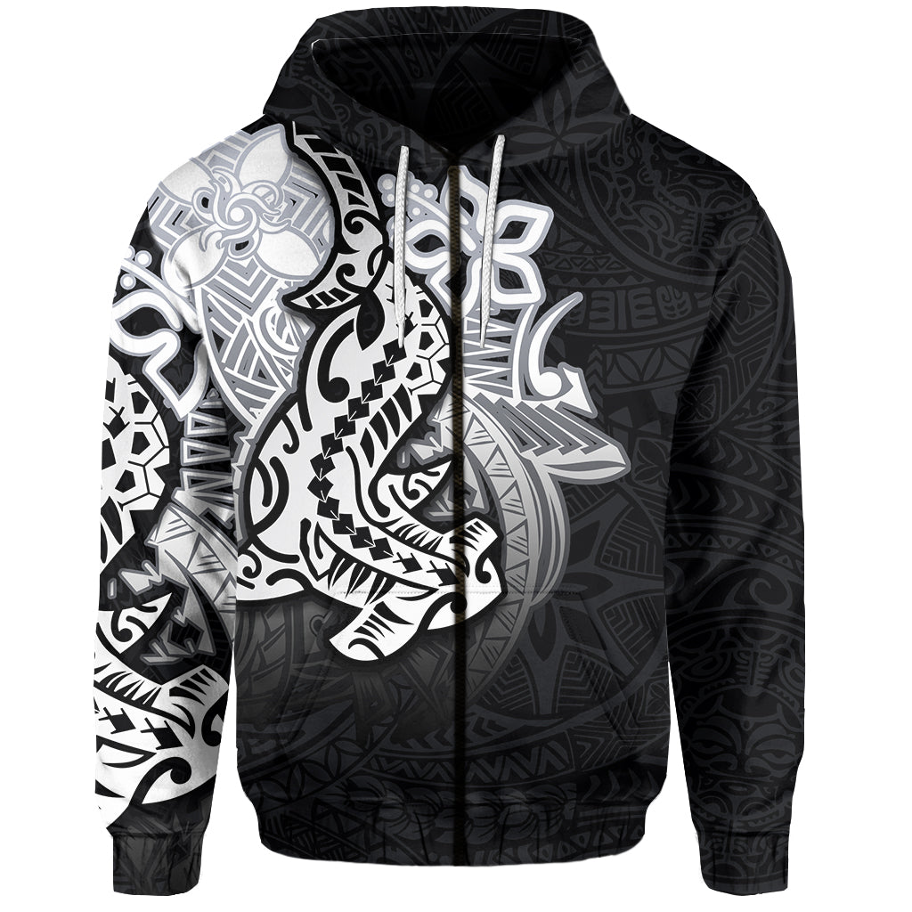 Custom Hammerhead shark Zip Hoodie Polynesian Black Style LT6 Unisex Black - Polynesian Pride