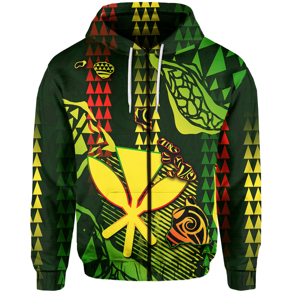 Custom Hawaii Kanaka Map Zip Hoodie Hawaii Color Style LT6 Unisex Black - Polynesian Pride