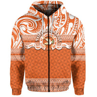 Tailulu College Zip Hoodie Tonga Patterns Unisex Orange - Polynesian Pride