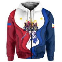 Custom Philippines Hoodie BBM 2022 Flag Style LT6 Zip Hoodie Blue - Polynesian Pride
