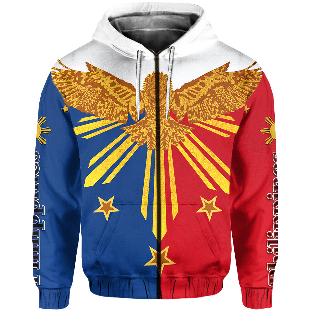 Custom Philippines Zip Hoodie Eagle LT6 Unisex Blue - Polynesian Pride