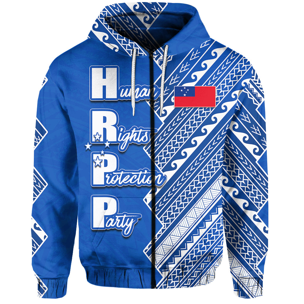 HRPP Samoa Zip Hoodie Half Style LT6 Unisex Blue - Polynesian Pride