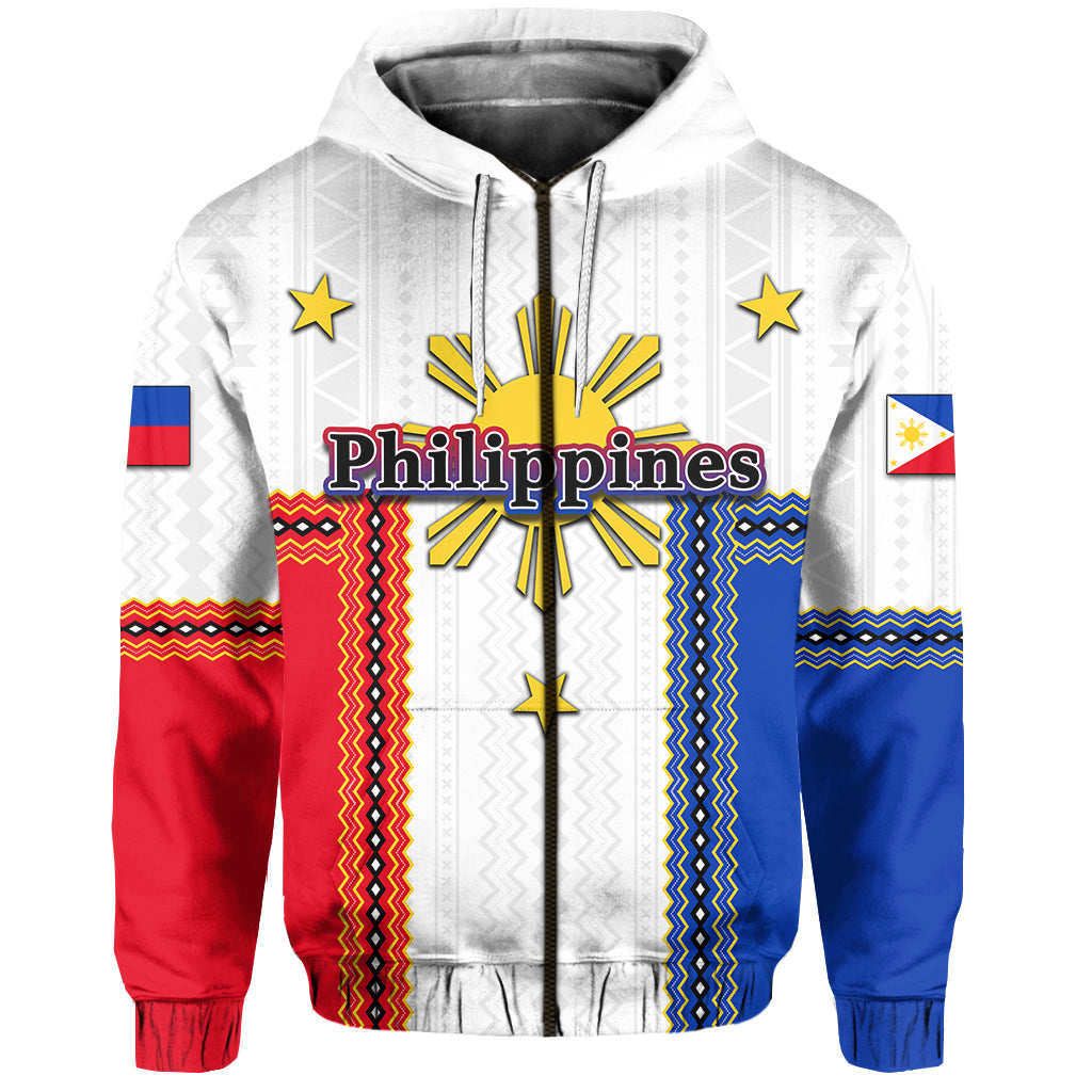 Custom Philippines Zip Hoodie LT6 White - Polynesian Pride