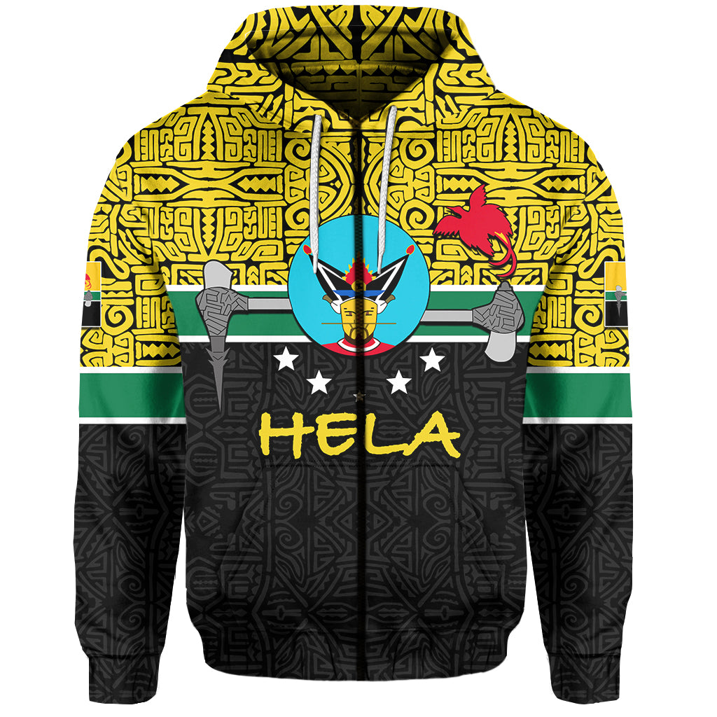 Custom Hela Province Zip Hoodie of Papua New Guinea LT6 Unisex Black - Polynesian Pride