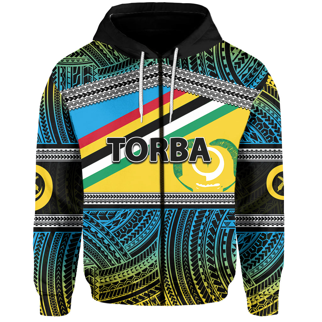 Custom Torba Province Zip Hoodie of Vanuatu Polynesian Patterns LT6 Unisex Blue - Polynesian Pride