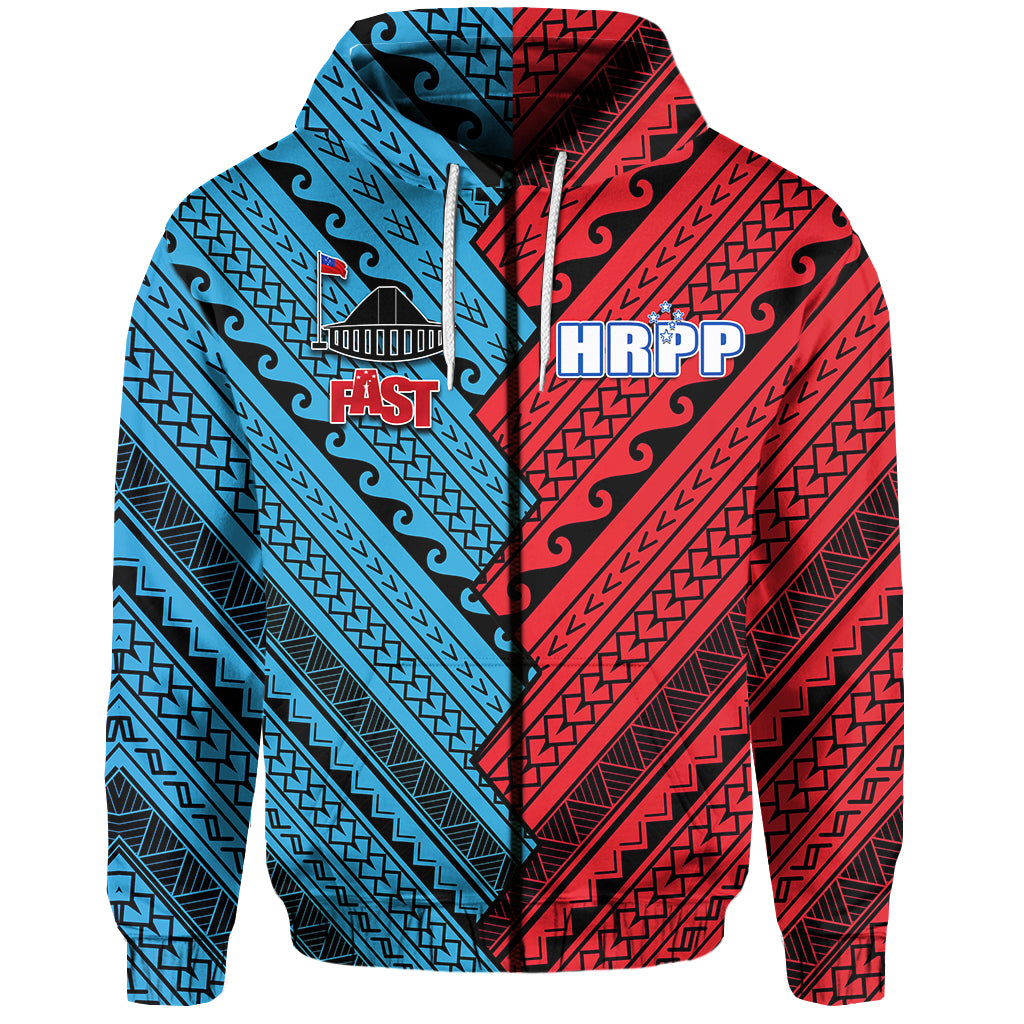 HRPP and Fast Samoa Zip Hoodie Half Style LT6 Unisex Blue - Polynesian Pride