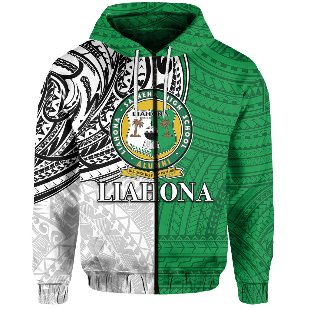 Custom Tonga Liahona High School Zip Hoodie LT6 Green - Polynesian Pride