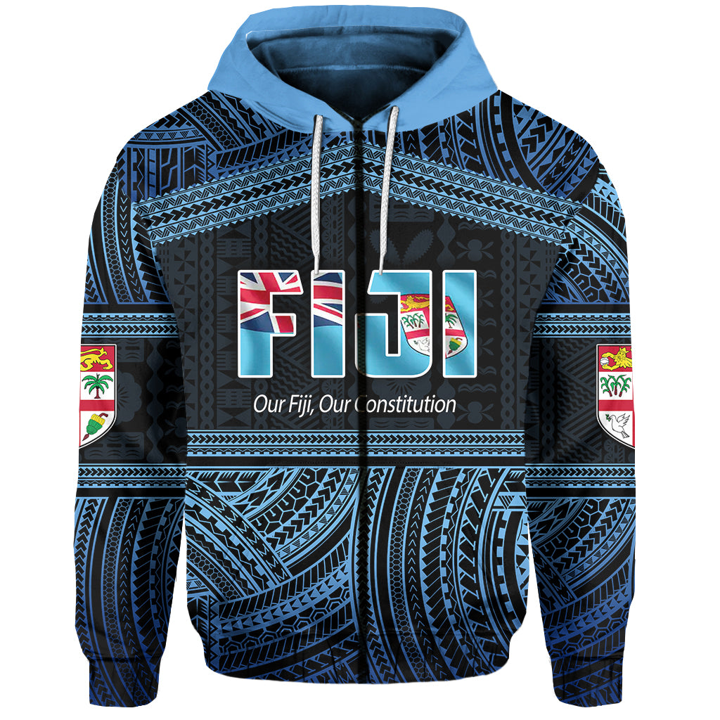 Fiji Constitution Day Polynesian Patterns Zip Hoodie LT6 Unisex Blue - Polynesian Pride