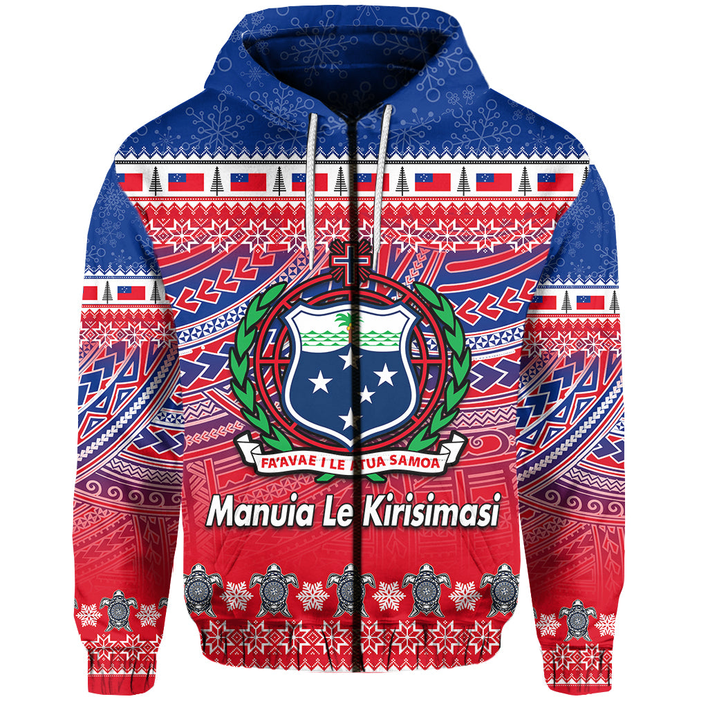 Samoa Christmas Manuia Le Kirisimasi Zip Hoodie LT6 Unisex Red - Polynesian Pride