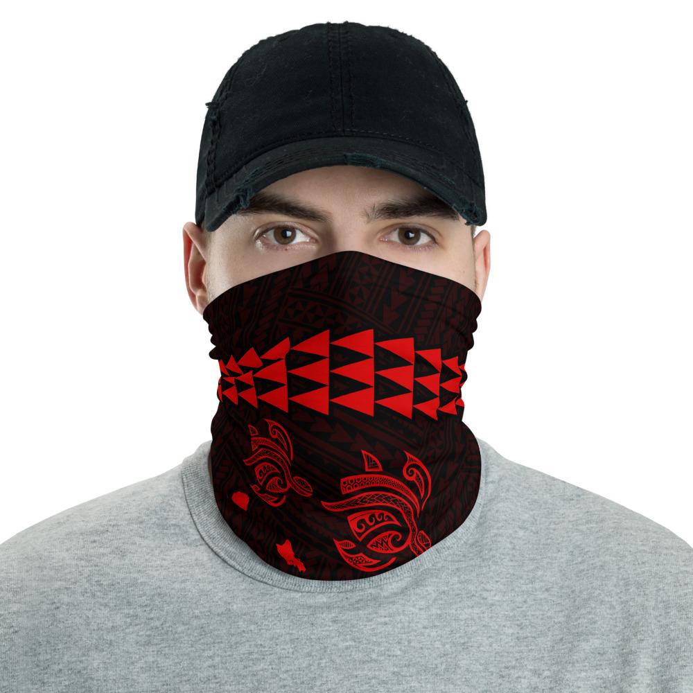 Hawaii Bandana Kakau Polynesian Three Turtle Map Neck Gaiter - Red Red One Size - Polynesian Pride