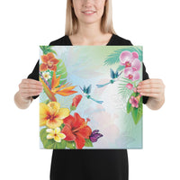Hibiscus In Jung Canvas 16x16 Canvas White - Polynesian Pride