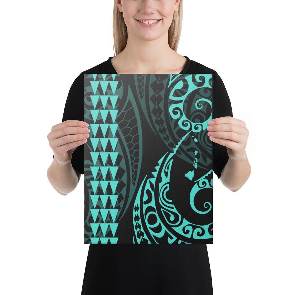 Hawaiian Map Polynesian Canvas Turquoise 12x16 Canvas Turquoise - Polynesian Pride