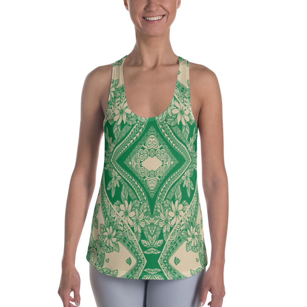 Polynesian Plumeria Mix Green Hawaii Women's Racerback Tank Top Art - Polynesian Pride