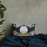 Marshall Islands Pillow - Coat Of Arms With Tropical Flowers - Polynesian Pride