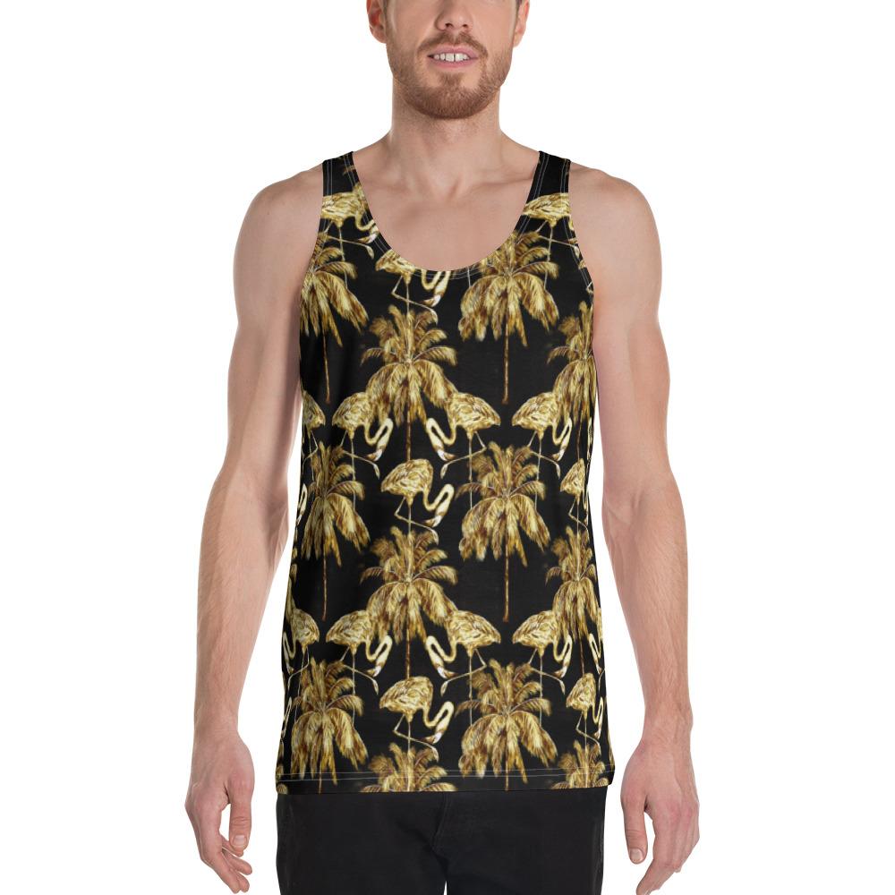 Hawaii Watercolor Flamingos Palm Trees Beautiful Seamless - Hawaii Men's Tank Top AH White - Polynesian Pride