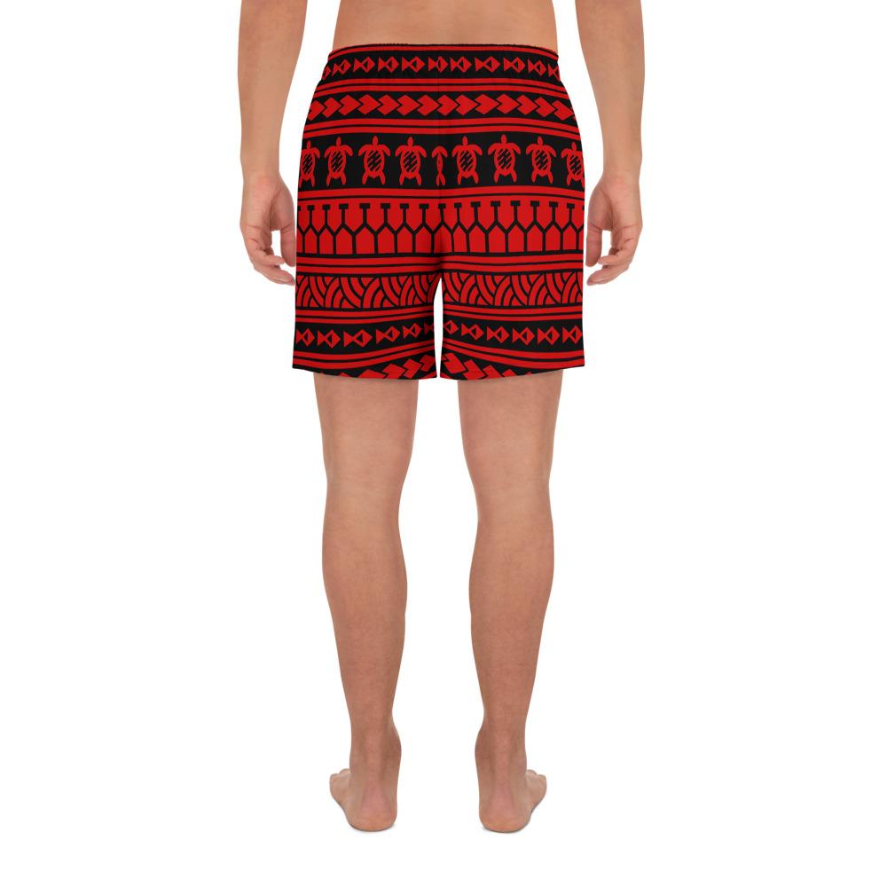 Polynesian Tattoo Tribal Red Men's Athletic Long Shorts - Polynesian Pride