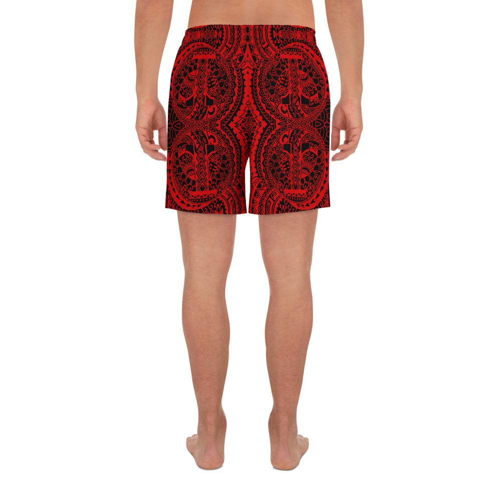 Polynesian Symmetry Red Men's Athletic Long Shorts - Polynesian Pride