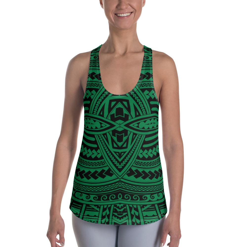 Polynesian Seamless Green Hawaii Women's Racerback Tank Top Art - Polynesian Pride