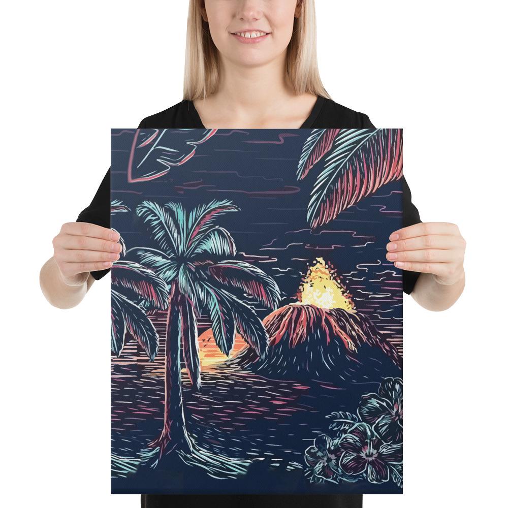 Night On The Land Canvas 16x20 Canvas White - Polynesian Pride