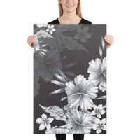 Hibiscus And Plumeria B&W Canvas 24x36 Canvas White - Polynesian Pride