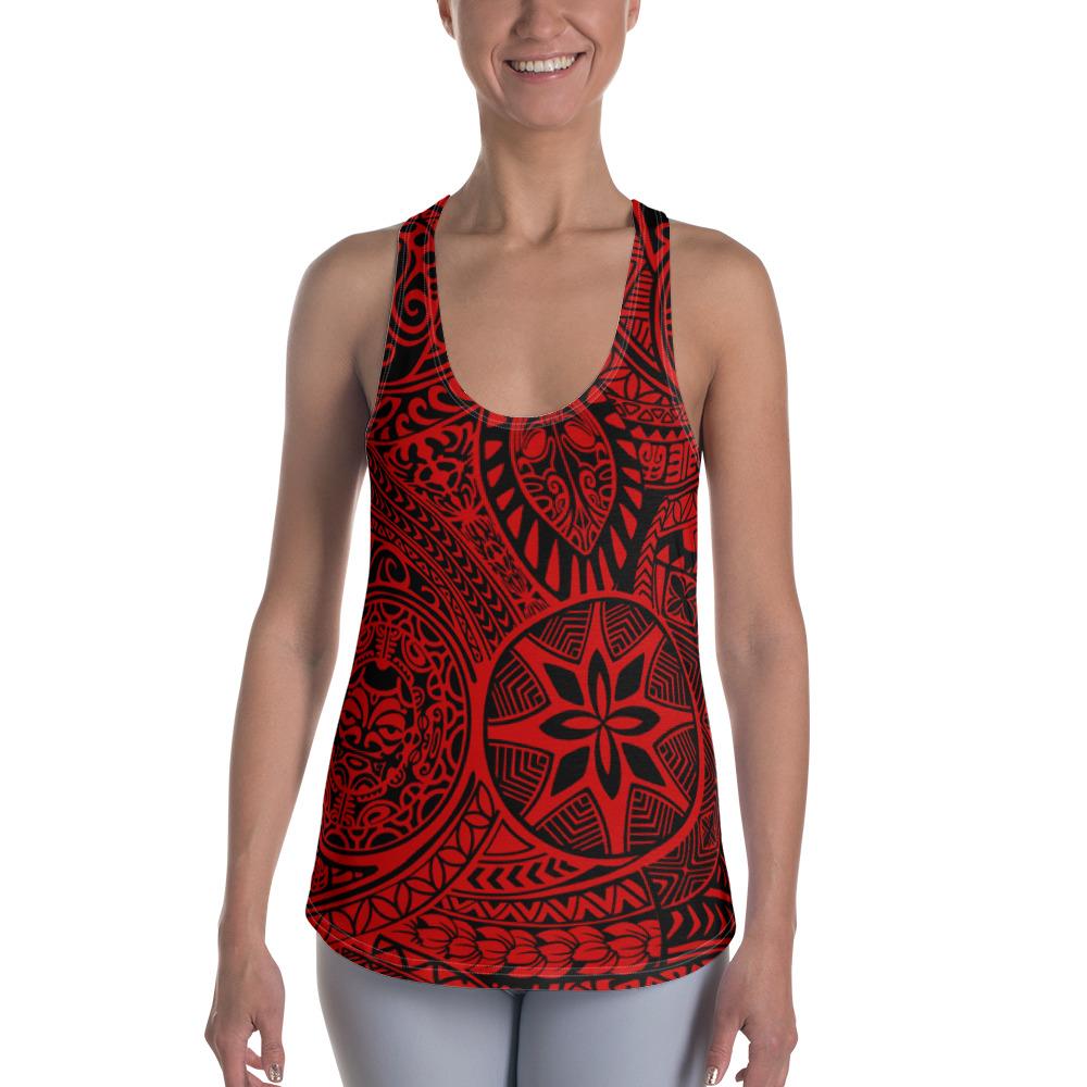 Polynesian Hawaiian Style Tribal Tattoo Red Hawaii Women's Racerback Tank Top Art - Polynesian Pride