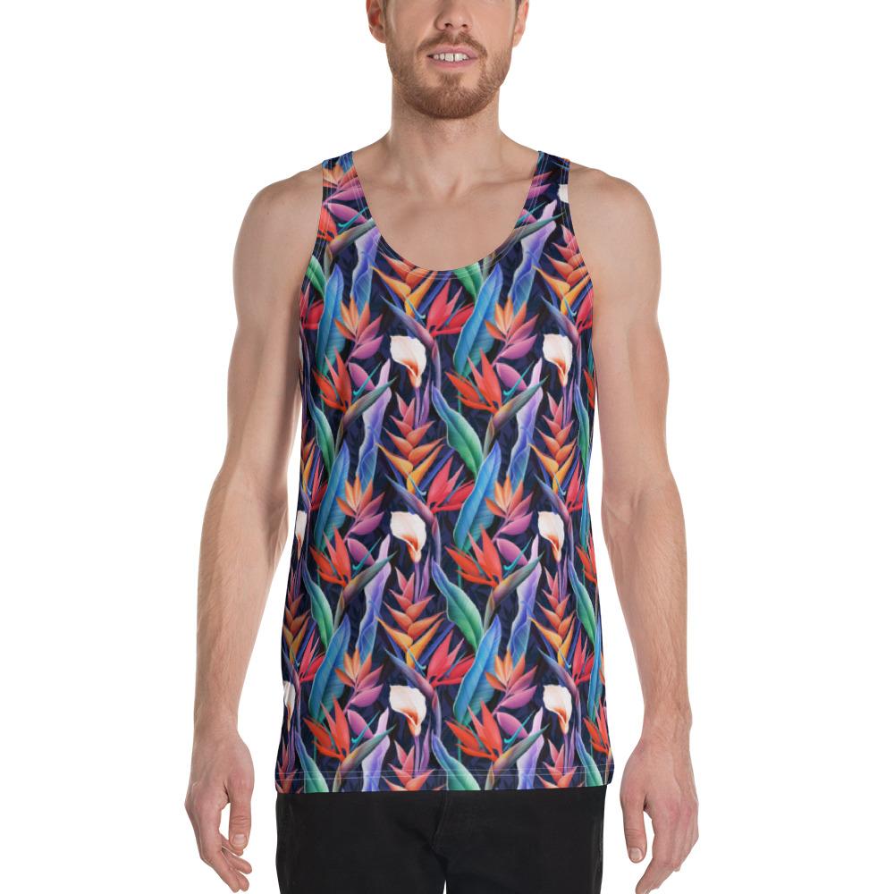 Tropical Flower Hawaii Men's Tank Top AH White - Polynesian Pride