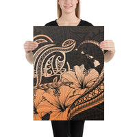 Hawaii Turtle Map Polynesian Orange Canvas 18x24 Canvas White - Polynesian Pride
