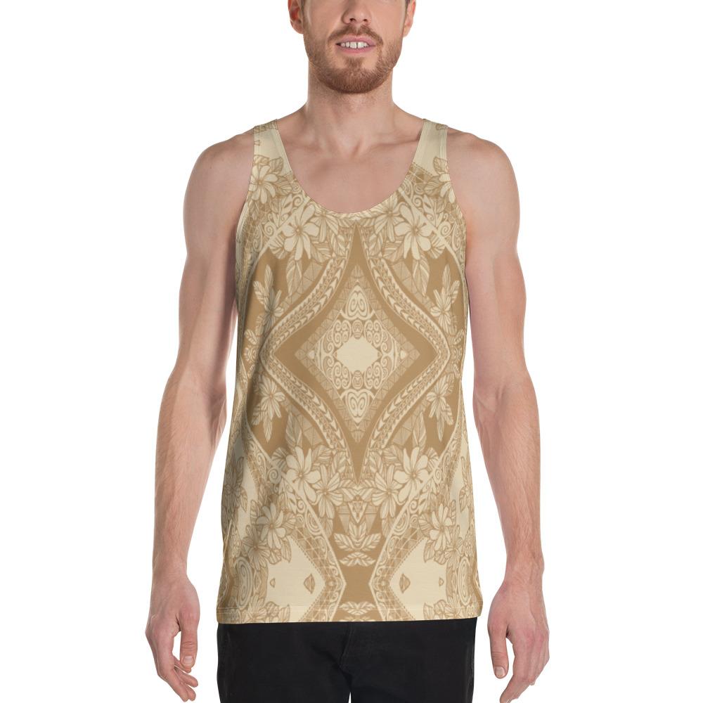 Polynesian Plumeria Mix Gold - Hawaii Men's Tank Top Gold - Polynesian Pride