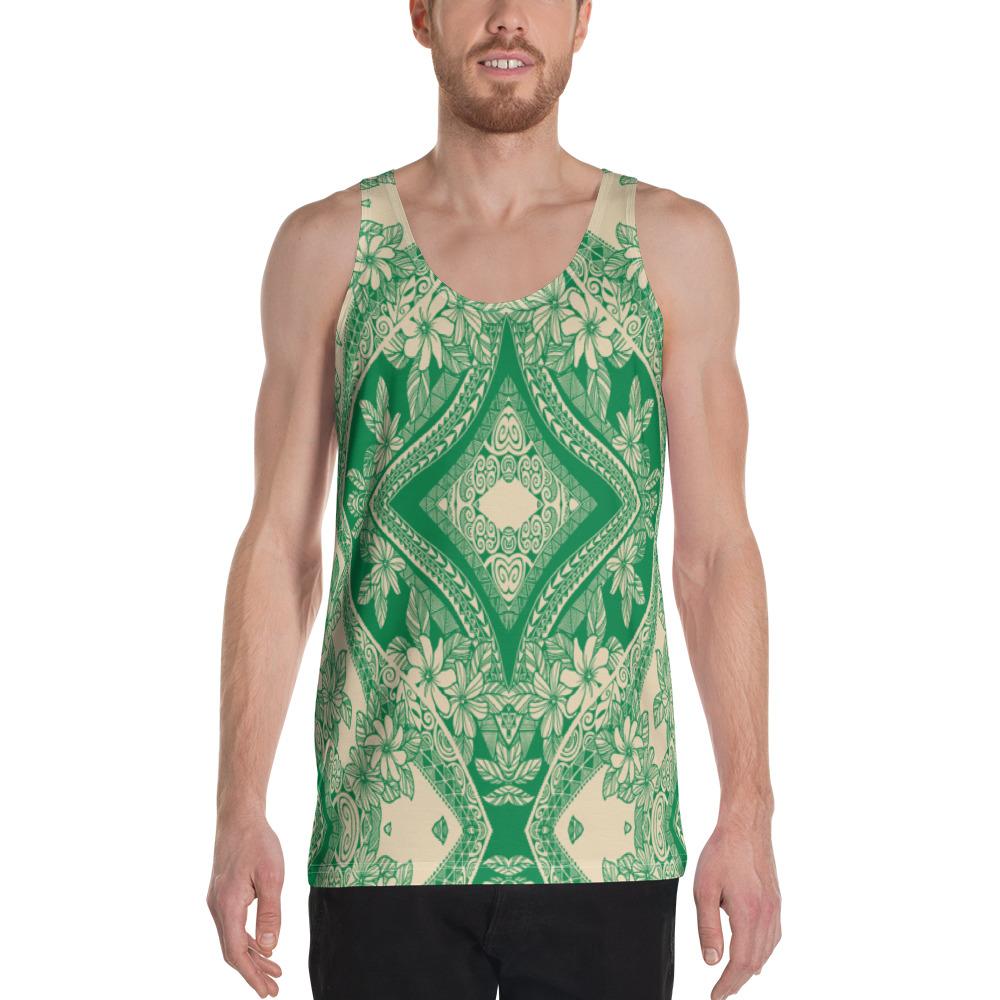 Polynesian Plumeria Mix Green - Hawaii Men's Tank Top Green - Polynesian Pride