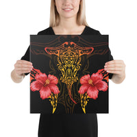 Hawaii Polynesian Hibiscus Animal Canvas 16x16 Canvas White - Polynesian Pride