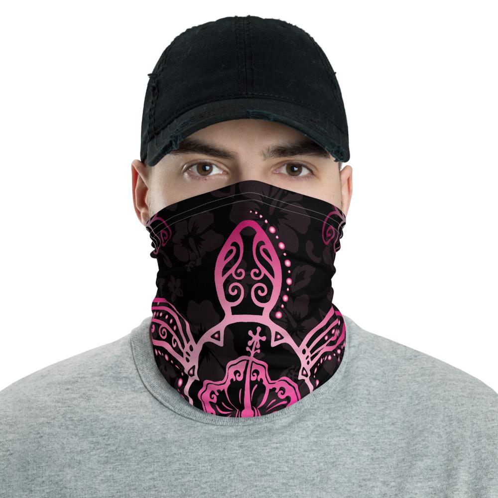 Hawaiian Bandana - Turtle Hibiscus Pink Neck Gaiter Pink One Size - Polynesian Pride