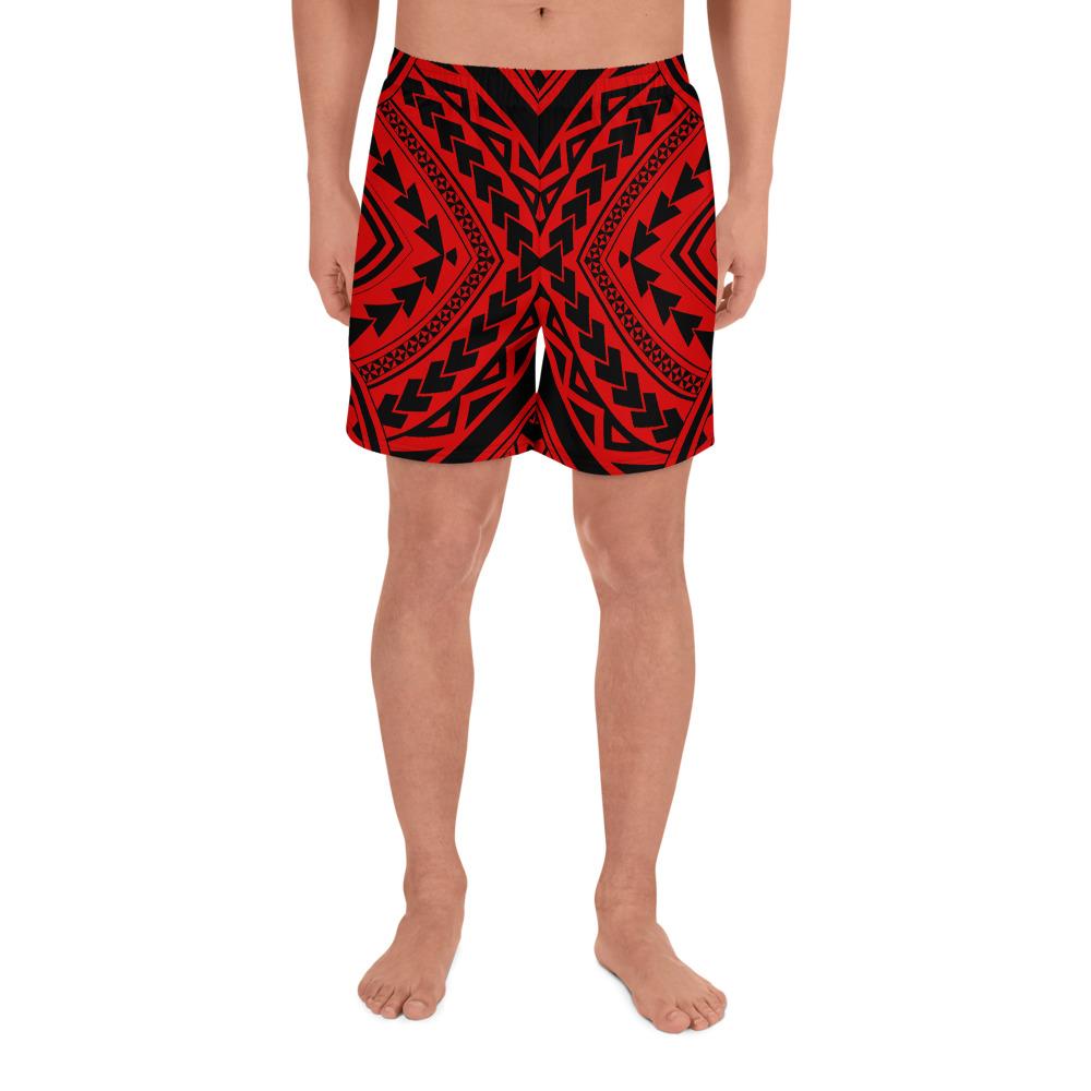 Polynesian Tradition Red Men's Athletic Long Shorts Art - Polynesian Pride