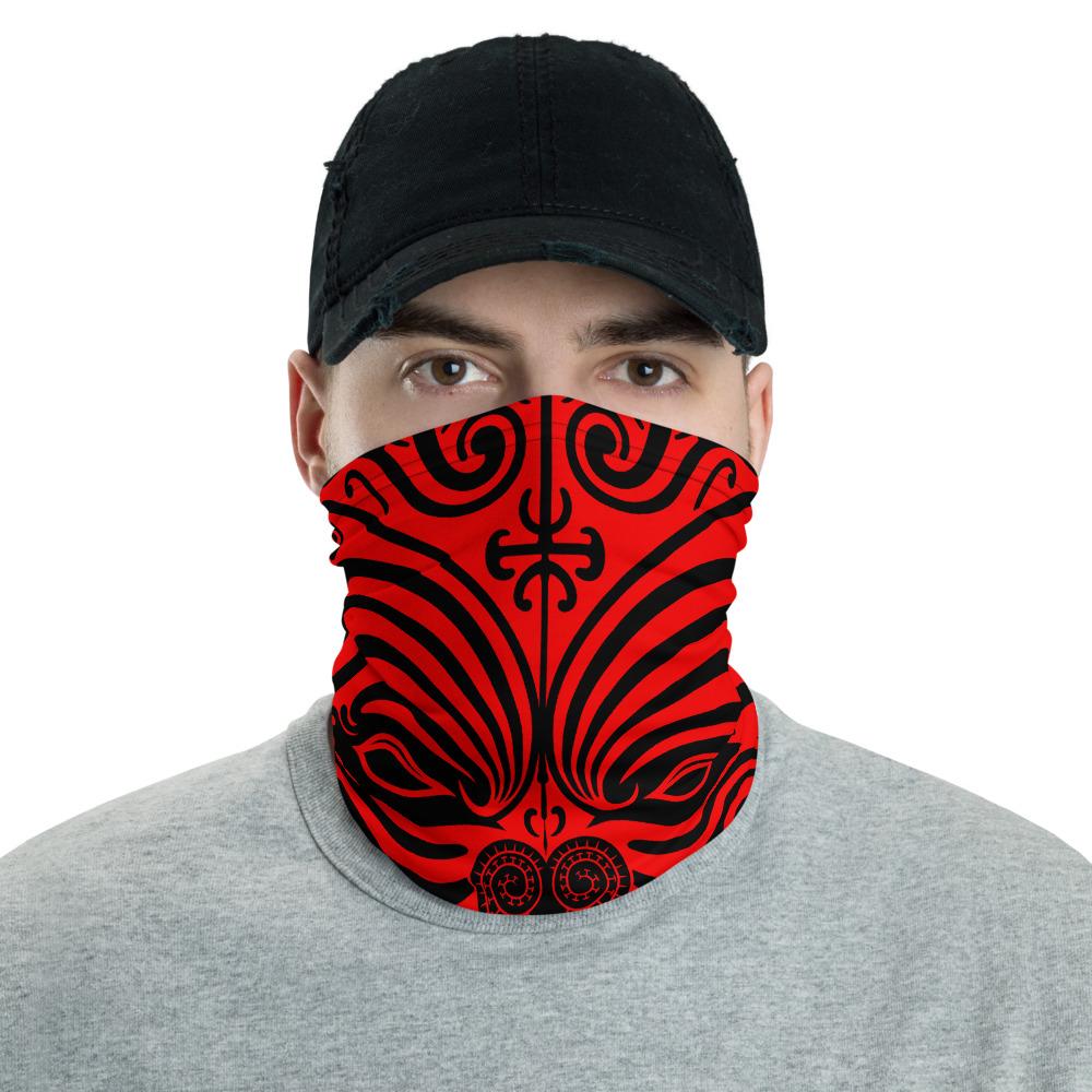 Polynesian Maori Mask Red Unisex Neck Gaiter One Size Art - Polynesian Pride
