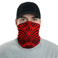 Polynesian Maori Mask Red Unisex Neck Gaiter One Size Art - Polynesian Pride